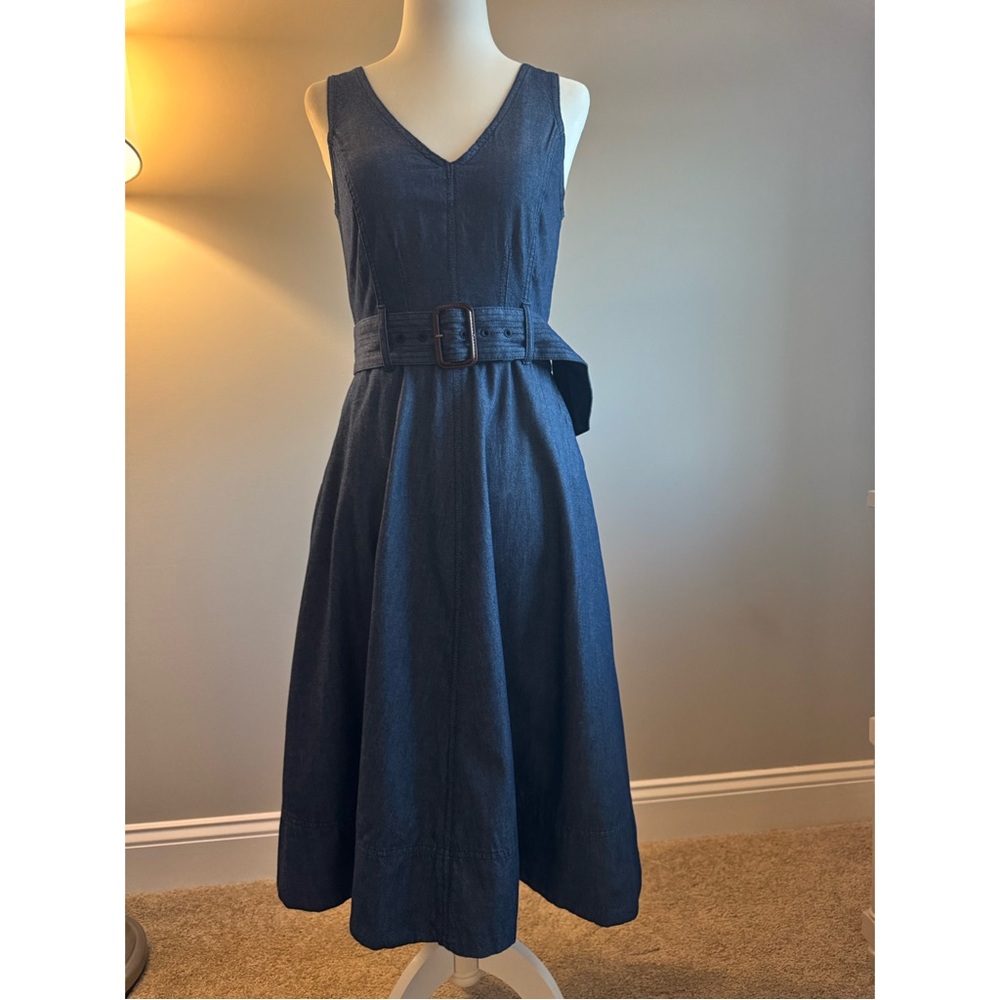 Denim Sleeveless Belted Dress